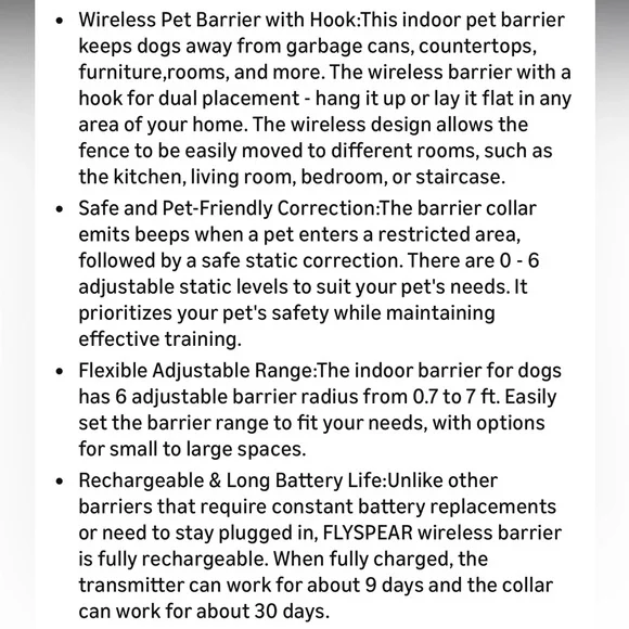 NEW! Flyspear Wireless Pet Barrier with Adjustable Warning Levels